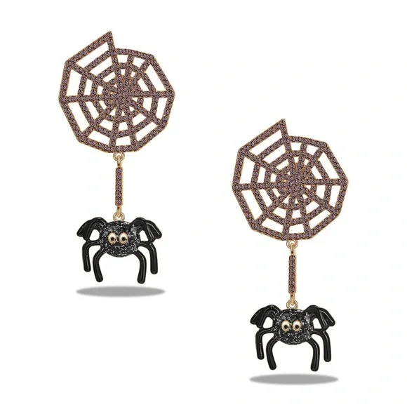 BaubleBar Halloween Spooky Studded Spider Web Earrings 🕷️🕸️ - Picture 1 of 5